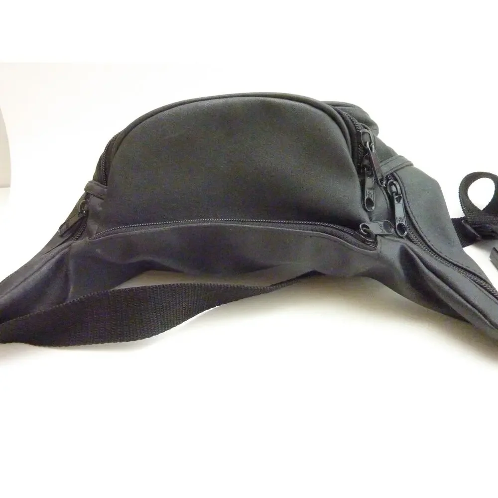 Vintage A Sports Black Fanny Pack Waist Bag Embroidered Logo Travel Pouch Y2K